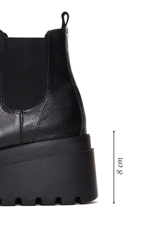 Kadın Siyah Dolgu Topuklu Deri Chelsea Bot 24WFD181718 - Görsel 3