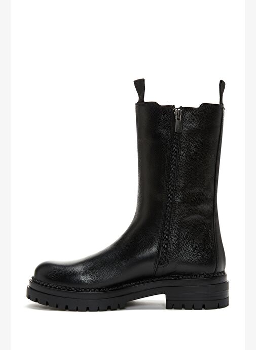 Kadın Siyah Fermuarlı Deri Casual Bot 25WFD181618 - Görsel 3