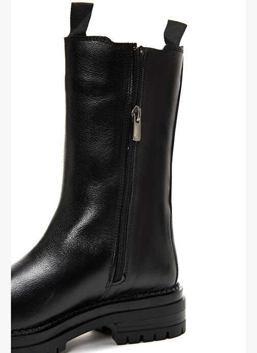 Kadın Siyah Fermuarlı Deri Casual Bot 25WFD181618 - Görsel 9