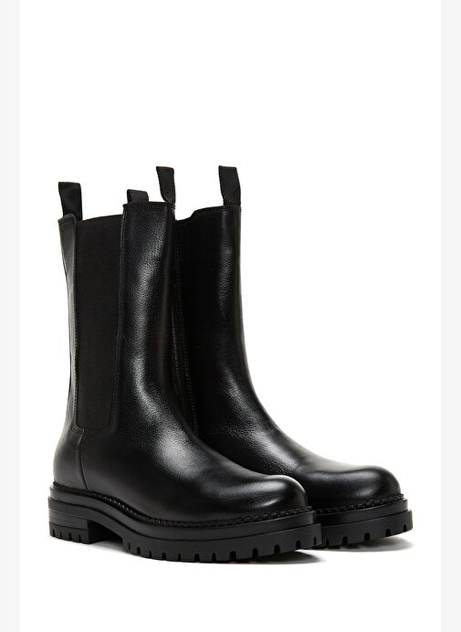 Kadın Siyah Fermuarlı Deri Casual Bot 25WFD181618 - Görsel 5