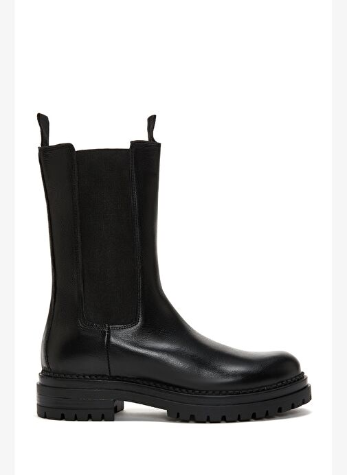 Kadın Siyah Fermuarlı Deri Casual Bot 25WFD181618 - Görsel 2