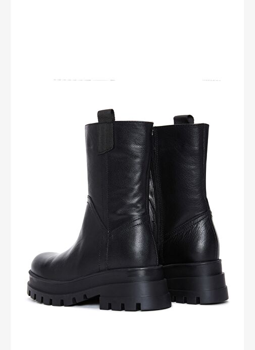 Kadın Siyah Kalın Tabanlı Deri Bot 23WFD184018 - Görsel 6