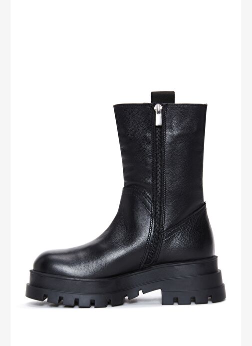 Kadın Siyah Kalın Tabanlı Deri Bot 23WFD184018 - Görsel 3