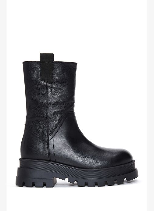 Kadın Siyah Kalın Tabanlı Deri Bot 23WFD184018 - Görsel 2