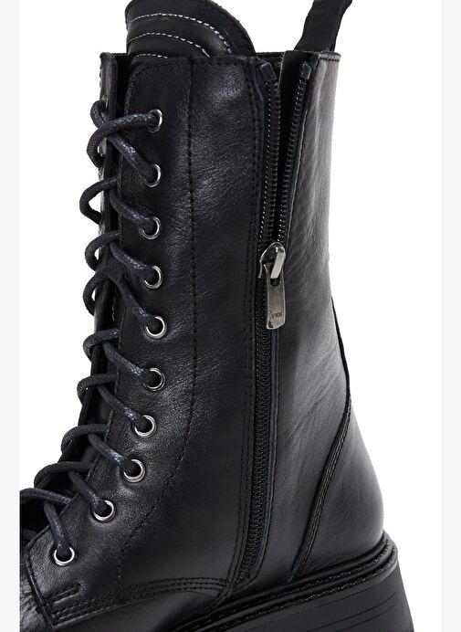 Kadın Siyah Fermuarlı Deri Postal Bot 25WFD182118 - Görsel 9