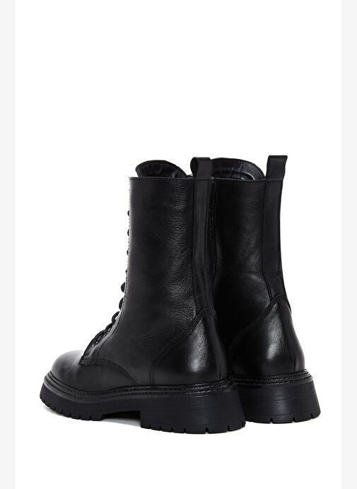Kadın Siyah Fermuarlı Deri Postal Bot 25WFD182118 - Görsel 7