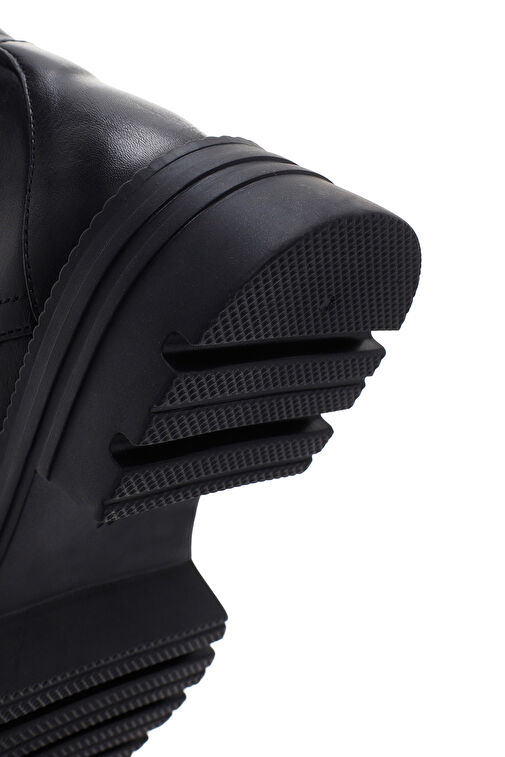 Kadın Siyah Fermuarlı Deri Postal Bot 24WFD550318 - Görsel 9