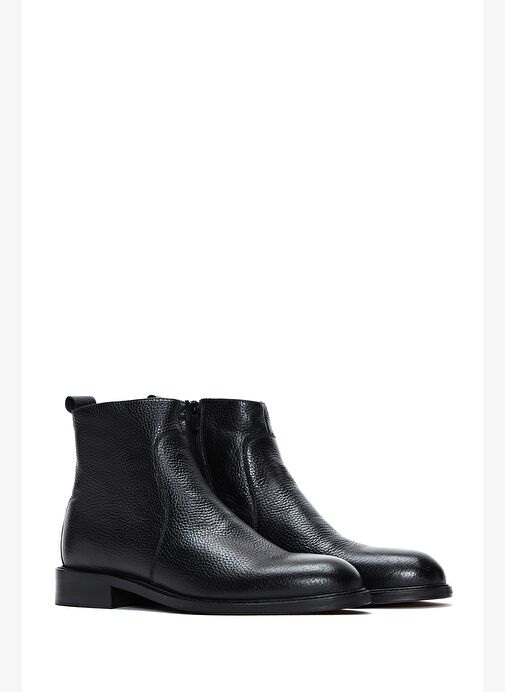 Erkek Siyah Fermuarlı Deri Casual Bot 25WFD6002FT - Görsel 5