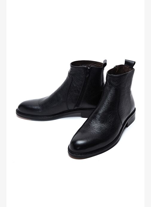 Erkek Siyah Fermuarlı Deri Casual Bot 25WFD6002FT - Görsel 4