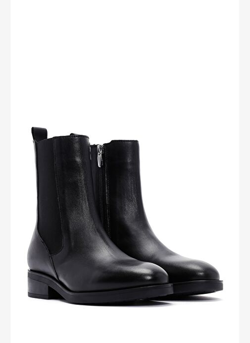 Kadın Siyah Fermuarlı Deri Casual Bot 25WFD550018 - Görsel 5