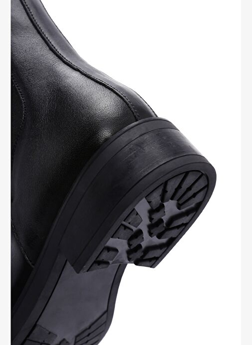 Kadın Siyah Fermuarlı Deri Casual Bot 25WFD550018 - Görsel 9