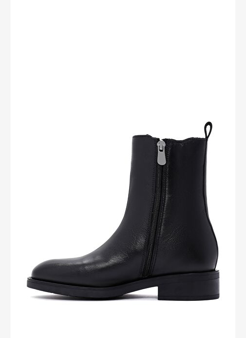Kadın Siyah Fermuarlı Deri Casual Bot 25WFD550018 - Görsel 3