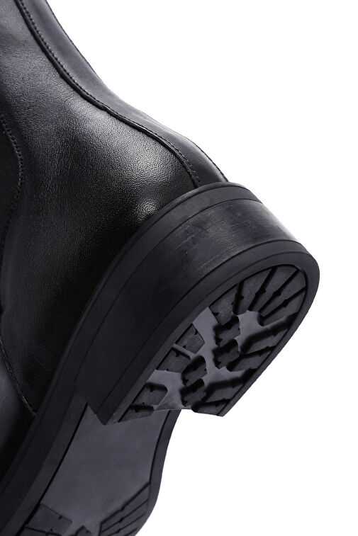 Kadın Siyah Fermuarlı Deri Casual Bot 24WFD550218 - Görsel 9