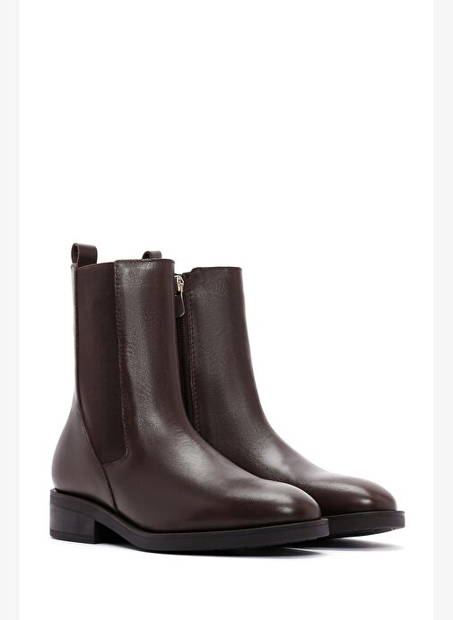 Kadın Kahverengi Fermuarlı Deri Casual Bot 25WFD550018 - Görsel 5