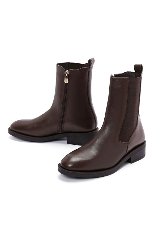 Derimod Derimod Kadın Kahverengi Fermuarlı Deri Casual Bot 24WFD550218 | Boyner Kahverengi - 4. görsel