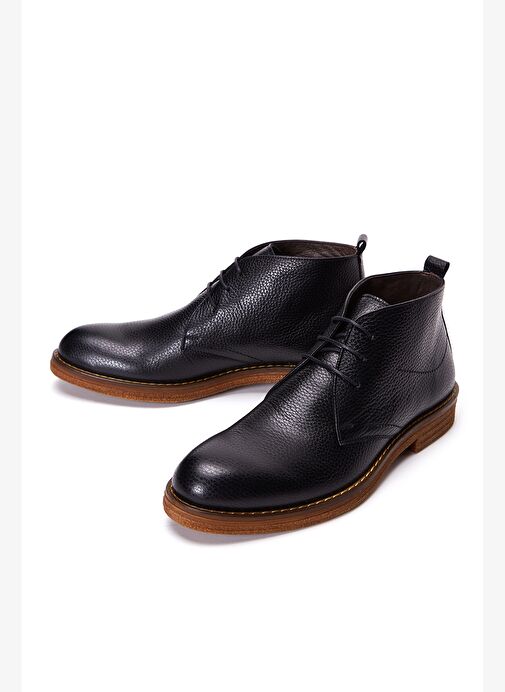 Erkek Siyah Bağcıklı Deri Casual Bot 25WFD6010FT - Görsel 4