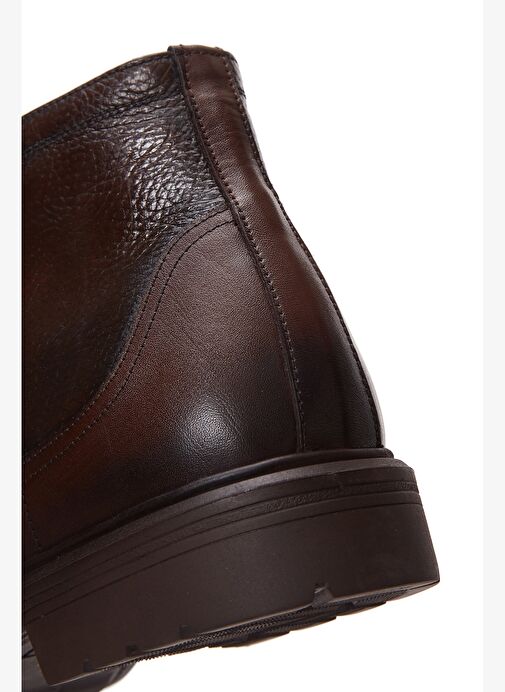 Erkek Kahverengi Fermuarlı Deri Casual Bot 25WFD6011FT - Görsel 8