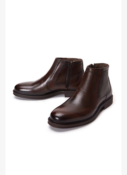 Erkek Kahverengi Fermuarlı Deri Casual Bot 25WFD6011FT - Görsel 4