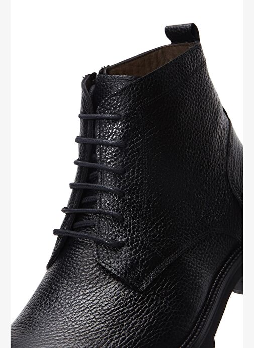 Erkek Siyah Bağcıklı Deri Fermuarlı Casual Bot 25WFD6014FT - Görsel 8