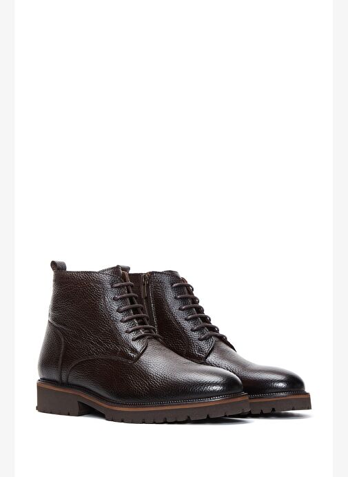 Erkek Kahverengi Bağcıklı Deri Fermuarlı Casual Bot 25WFD6014FT - Görsel 5