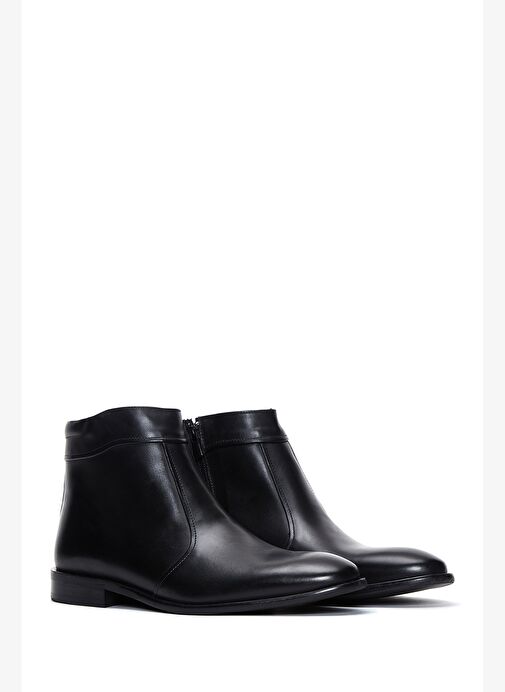 Erkek Siyah Fermuarlı Deri Klasik Bot 25WFD601618 - Görsel 5