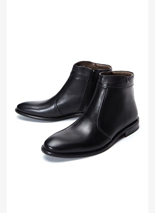 Erkek Siyah Fermuarlı Deri Klasik Bot 25WFD601618 - Görsel 4