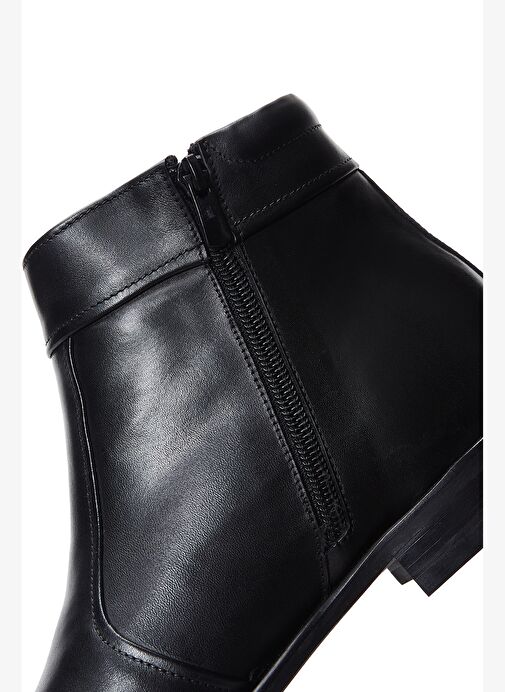 Erkek Siyah Fermuarlı Deri Klasik Bot 25WFD601618 - Görsel 9