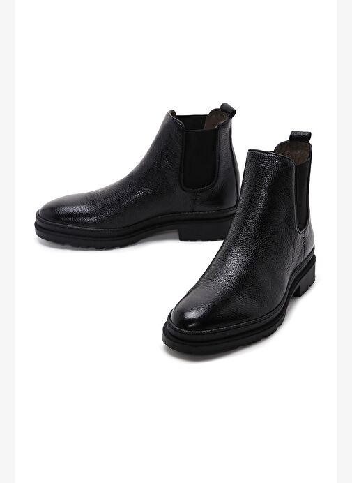 Erkek Siyah Deri Casual Chelsea Bot 25WFD6017FT - Görsel 4