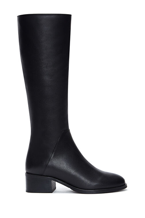 Derimod Derimod Kadın Siyah Fermuarlı Kısa Kalın Topuklu Deri Çizme 24WFD240018 Bot | Boyner Siyah - 2. görsel