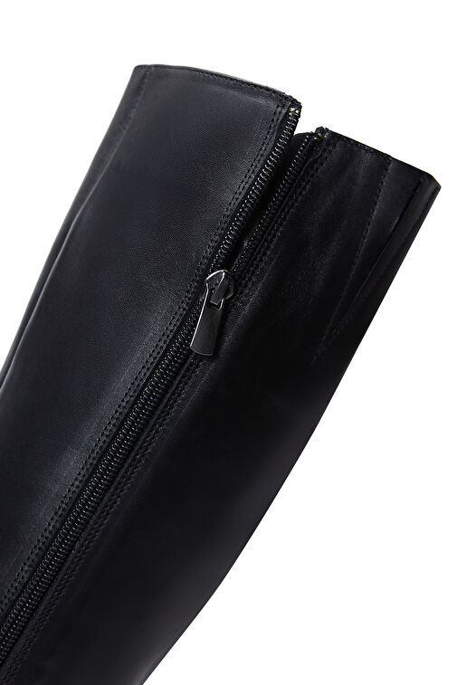 Derimod Derimod Kadın Siyah Fermuarlı Kısa Kalın Topuklu Deri Çizme 24WFD240018 Bot | Boyner Siyah - 9. görsel