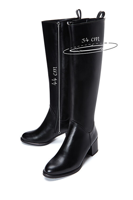 Kadın Siyah Fermuarlı Kalın Topuklu Çizme 24WFE251718 - Görsel 3