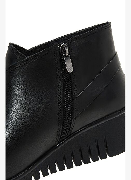 Kadın Siyah Fermuarlı Deri Comfort Bot 25WFD411018 - Görsel 8