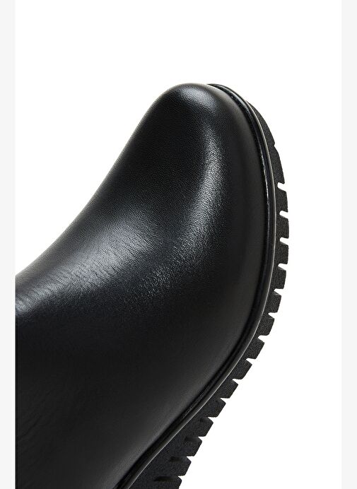 Kadın Siyah Fermuarlı Deri Comfort Bot 25WFD411018 - Görsel 9