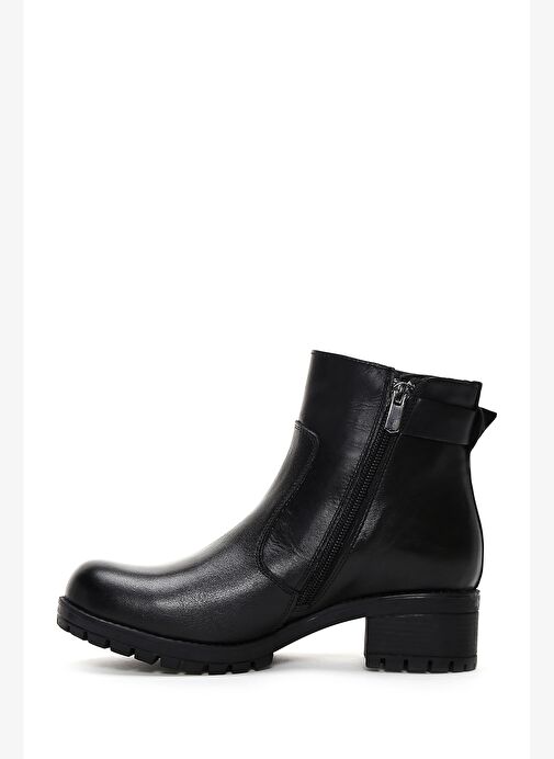 Kadın Siyah Fermuarlı Deri Casual Bot 25WFD411318 - Görsel 3