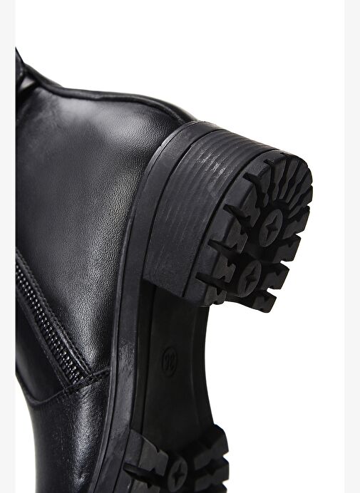 Kadın Siyah Fermuarlı Deri Casual Bot 25WFD411318 - Görsel 8