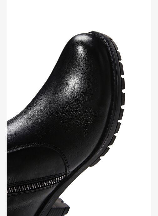 Kadın Siyah Fermuarlı Deri Casual Bot 25WFD411318 - Görsel 9