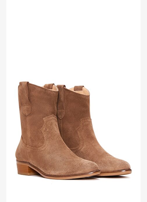 Kadın Taba Süet Deri Kovboy Bot 25AFD150610 - Görsel 5