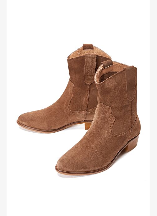 Kadın Taba Süet Deri Kovboy Bot 25AFD150610 - Görsel 4