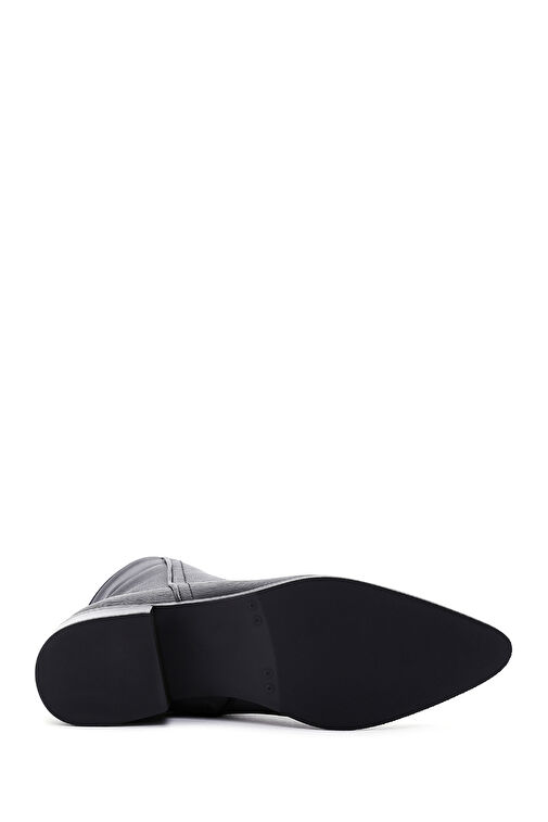 Kadın Siyah Fermuar Detaylı Kısa Topuklu Deri Bot 24WFD150818 - Görsel 6