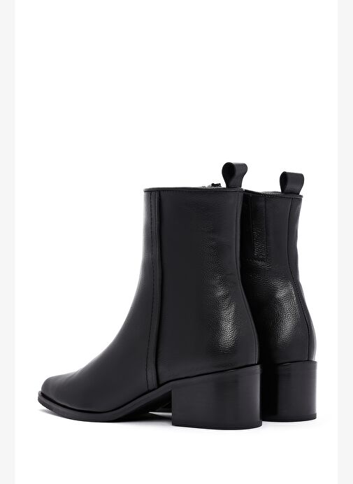Kadın Siyah Fermuar Detaylı Kısa Topuklu Deri Bot 25WFD151218 - Görsel 7