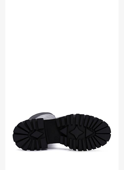 Kadın Siyah Fermuarlı Kalın Tabanlı Deri Çizme 25WFD152114 - Görsel 7