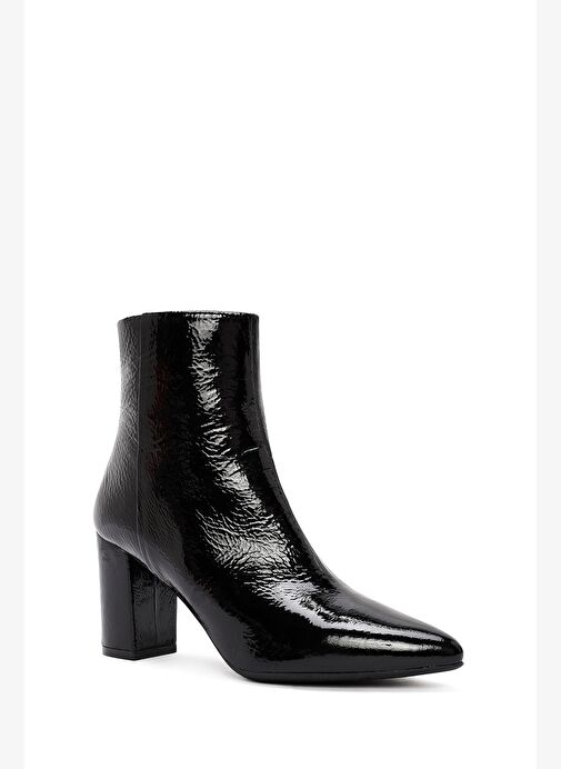Derimod Gritti Kadın Siyah Fermuarlı Kalın Topuklu Rugan Deri Bot 25WFD110916 - Görsel 9