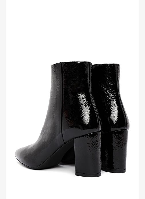 Derimod Gritti Kadın Siyah Fermuarlı Kalın Topuklu Rugan Deri Bot 25WFD110916 - Görsel 8