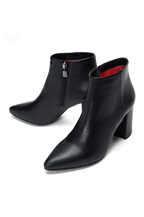Derimod Derimod Kadın Siyah Fermuarlı Topuklu Deri Bot 24WFD110118 | Boyner Siyah - 4. görsel