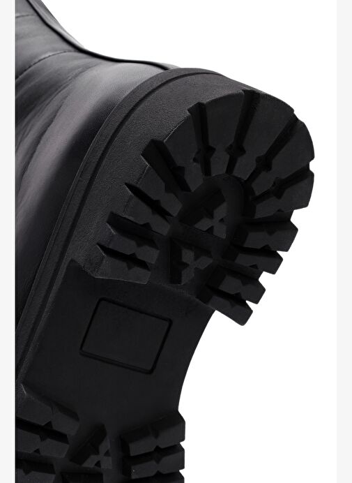 Kadın Siyah Önden Fermuarlı Deri Bot 25WFD110818 - Görsel 9