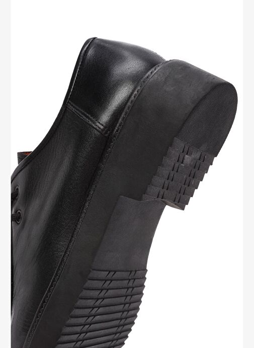 Derimod Gritti Kadın Siyah Bağcıklı Deri Maskülen Ayakkabı 25AFD110218 - Görsel 9