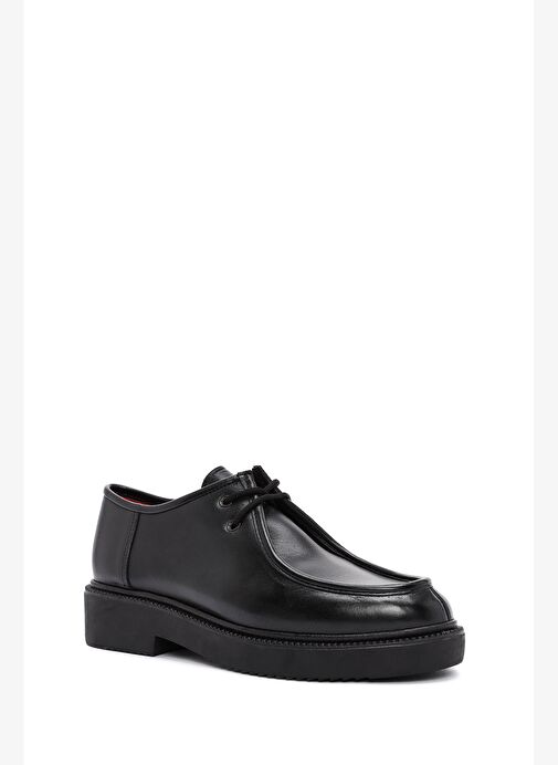 Derimod Gritti Kadın Siyah Bağcıklı Deri Maskülen Ayakkabı 25AFD110218 - Görsel 7