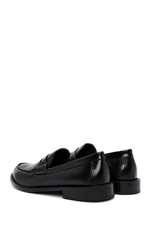Kadın Siyah Deri Maskülen Loafer 24WFD151522 - Görsel 6