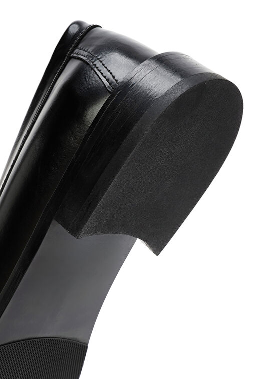 Kadın Siyah Deri Maskülen Loafer 24WFD151522 - Görsel 9