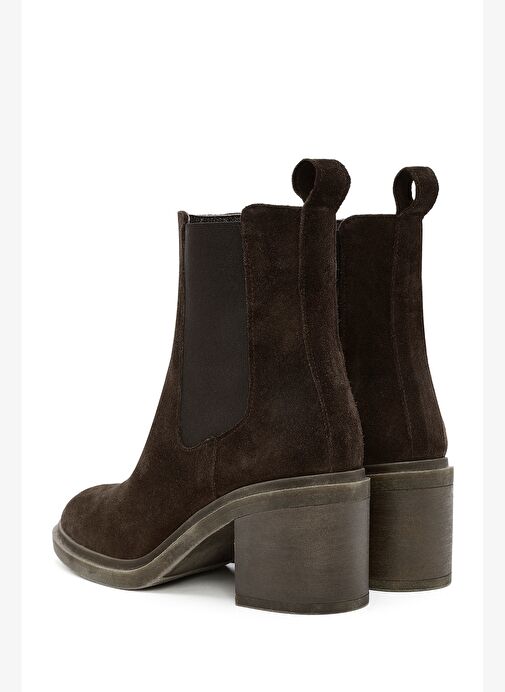 Kadın Kahverengi Kalın Topuklu Süet Deri Chelsea Bot 25WFD151510 - Görsel 7